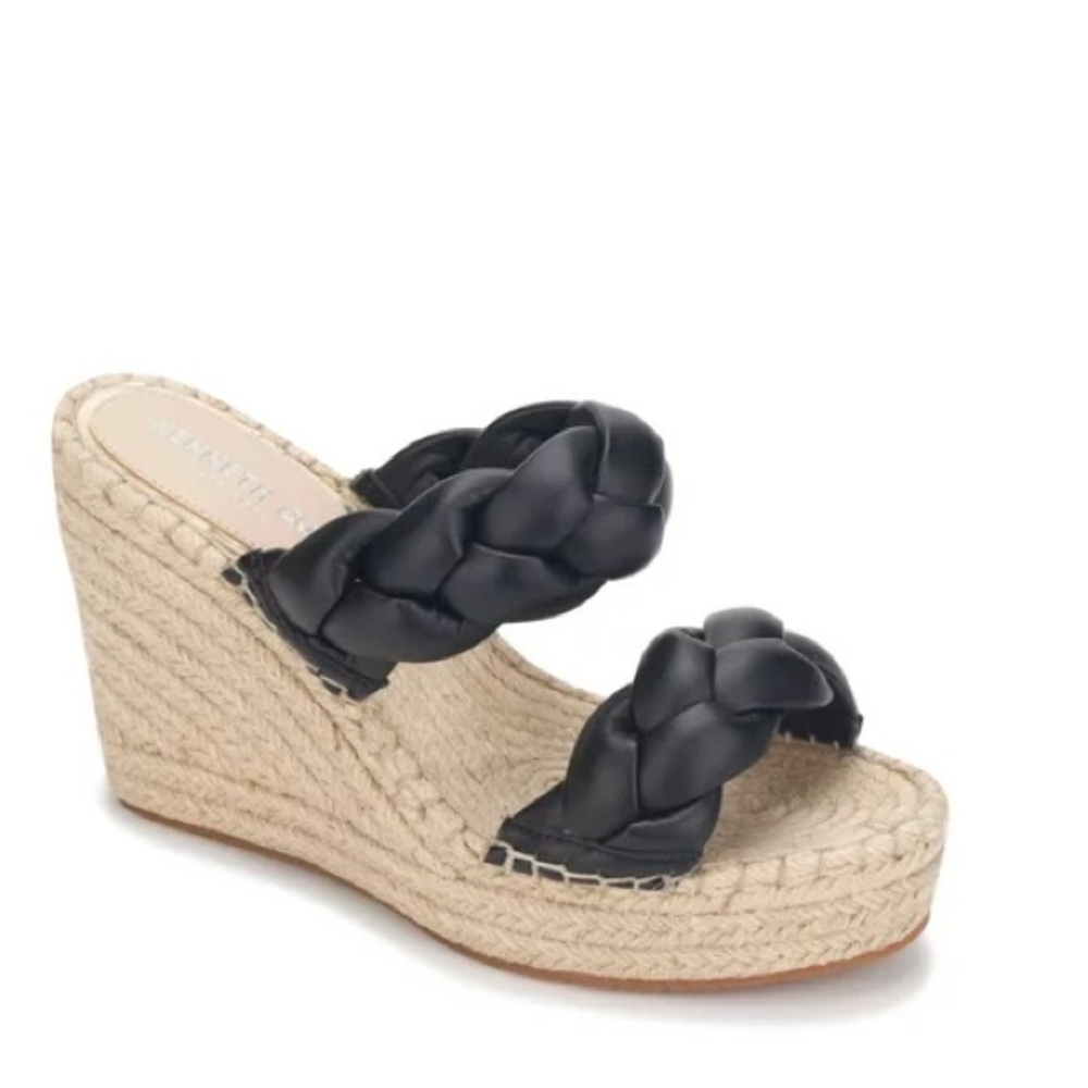 KENNETH COLE OLIVIA BRAIDED WEDGE ESPADRILLE SANDAL